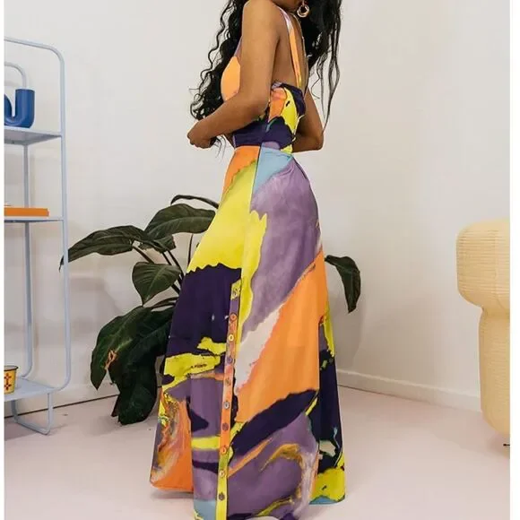 🌈 The Drop Abstract Print Maxi Dress by @Takkunda XXL - Picture 4 of 10